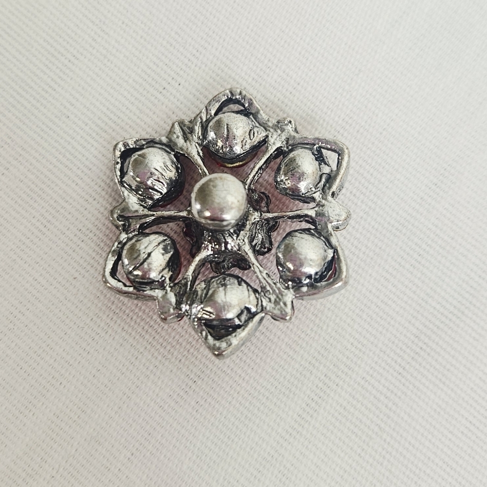 Silver Rhinestone Round Snap Necklace Ruby Red Cr… - image 6